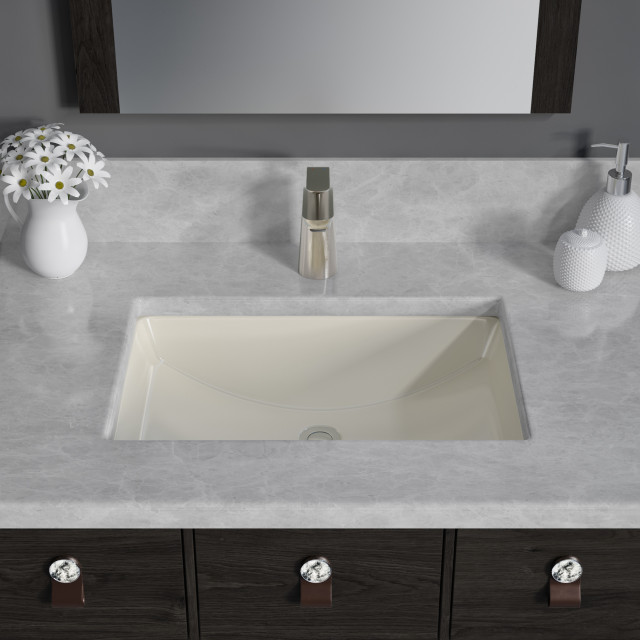 12"X18"X8" Porcelain Rectangular Undermount Bathroom Vanity Sink