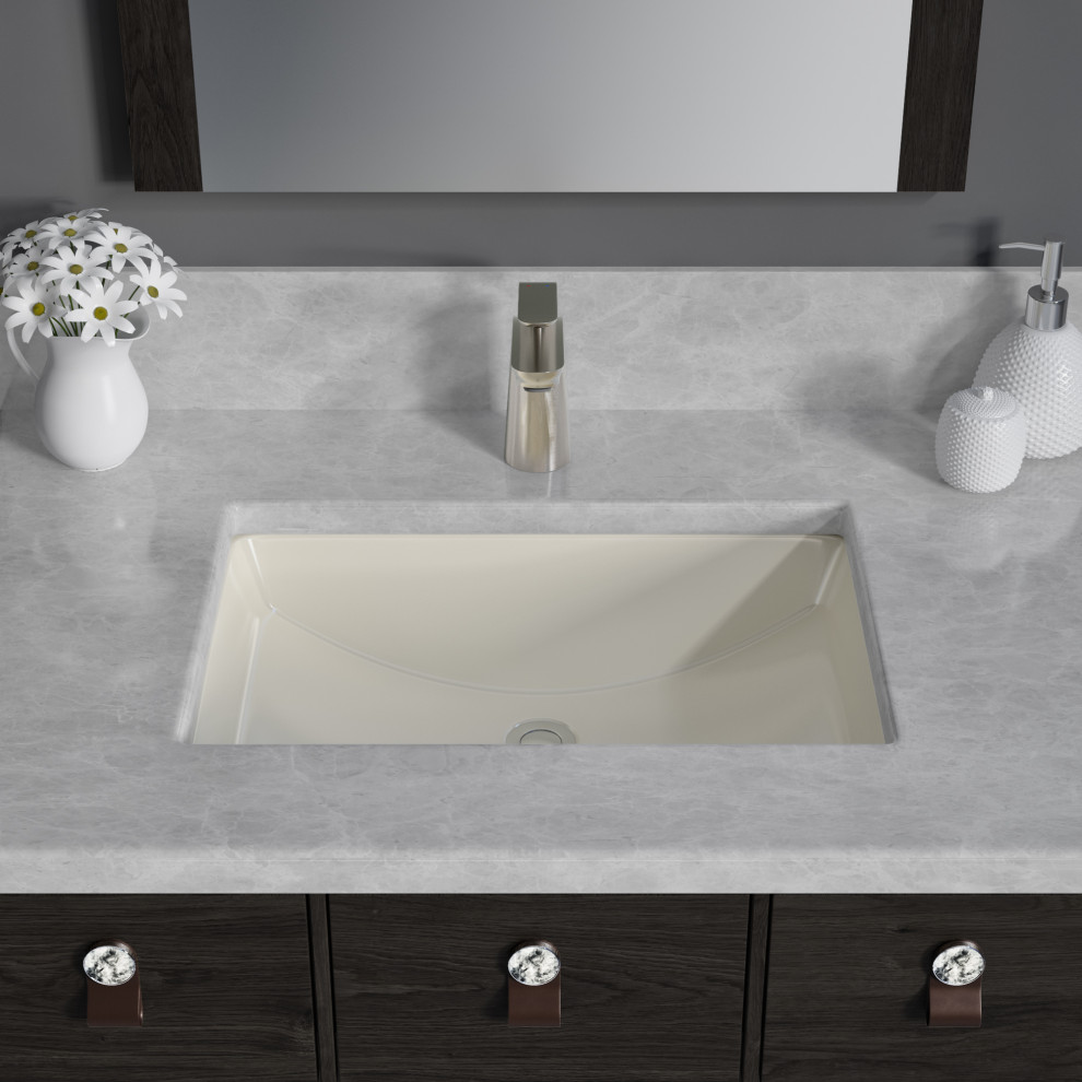 12"X18"X8" Porcelain Rectangular Undermount Bathroom Vanity Sink- Biscuit