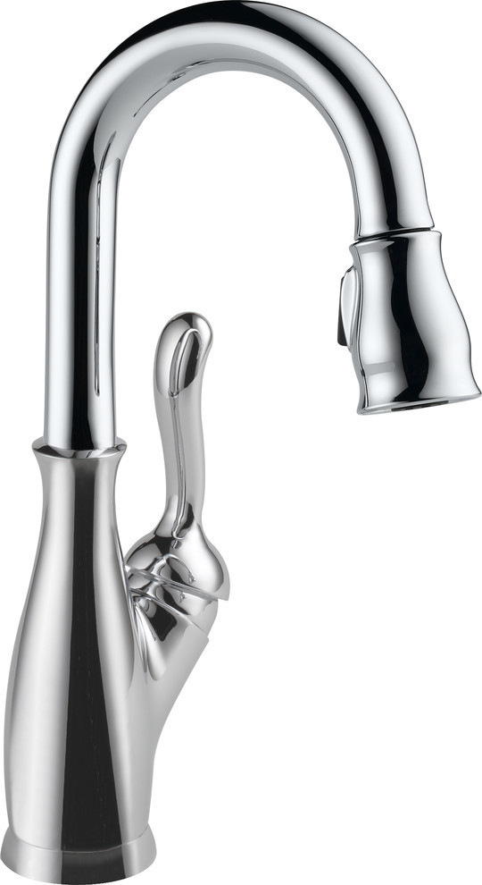 Delta Leland Single Handle Pull-Down Bar/Prep Faucet, Chrome, 9678-DST