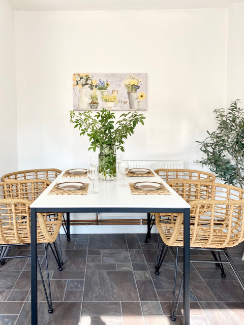 Rustic Boho Light Blue Kitchen landstil-koekken
