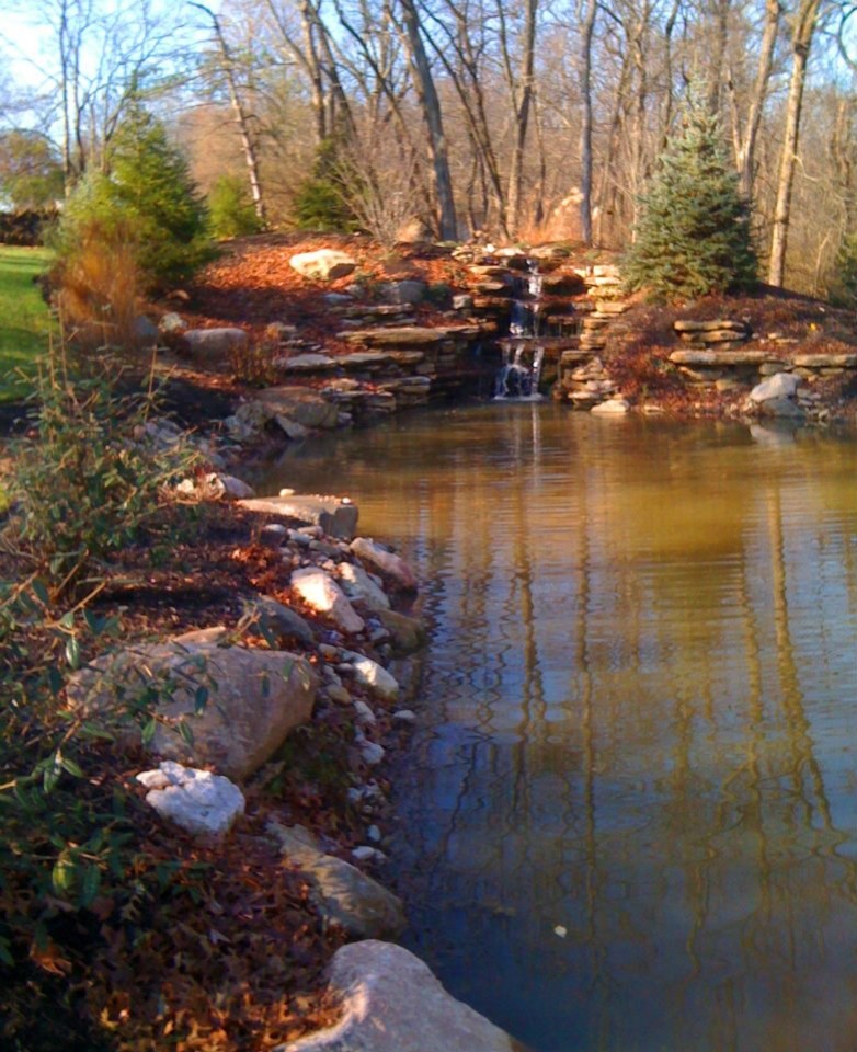 Inspiration for a mid-sized transitional full sun backyard stone landscaping in Cincinnati for spring.