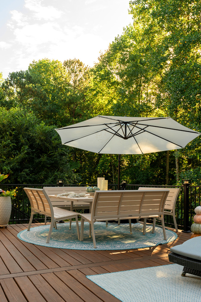 Deck - huge transitional backyard second story metal railing deck idea in Atlanta