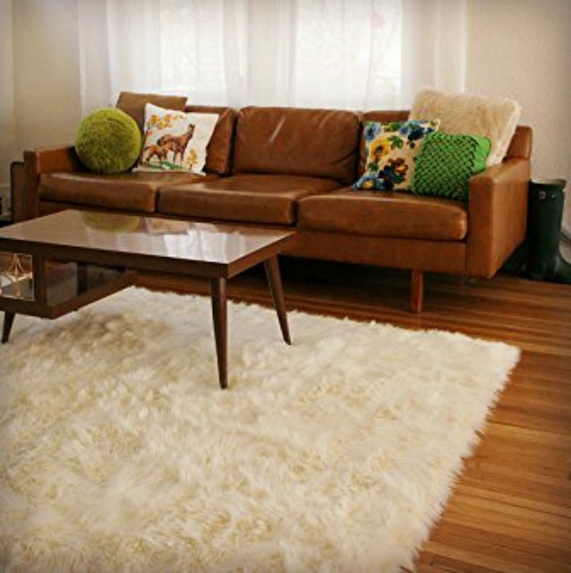 Rectangle Faux Fur Designer Sheepskin Rug Contemporary Area Rugs