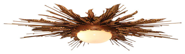 Global Views Flame Light Fixture Midcentury Flush Mount Ceiling Global Views Flame Light Fixture Gold