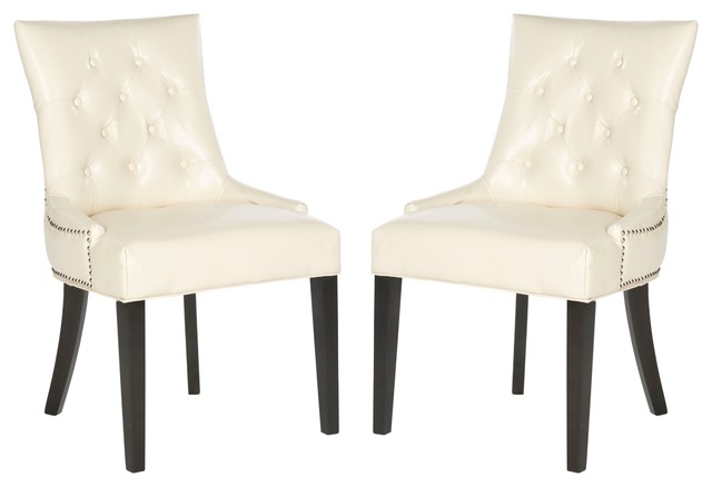 Kalmin Tufted Dining Side Chairs Set Of 2 Transitional Kalmin Tufted Dining Side Chairs Set Of 2 Cream Faux Leather