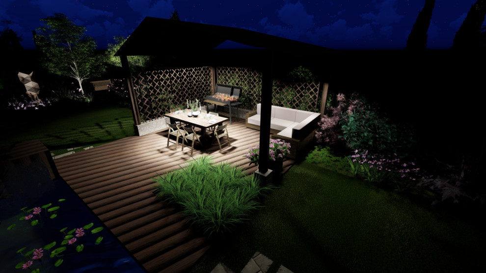 Сад в коттеджном поселке