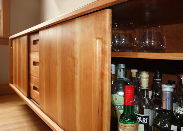 Floating Dining Room Buffet With Glassware Cabinet Midcentury