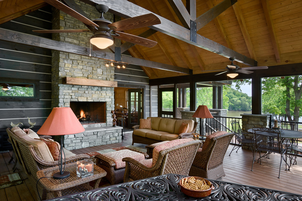 This is an example of a large country verandah in Nashville with a roof extension.