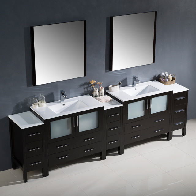 Fresca Torino 108" Espresso Modern Double Sink Bathroom Vanity ...
