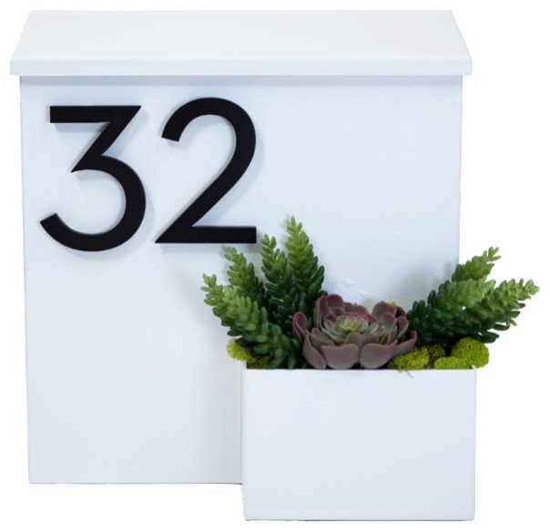 Greetings Wall Mounted Mailbox W House Numbers Contemporary Mailboxes By Modern Aspect Houzz - Modern White Wall Mounted Mailbox