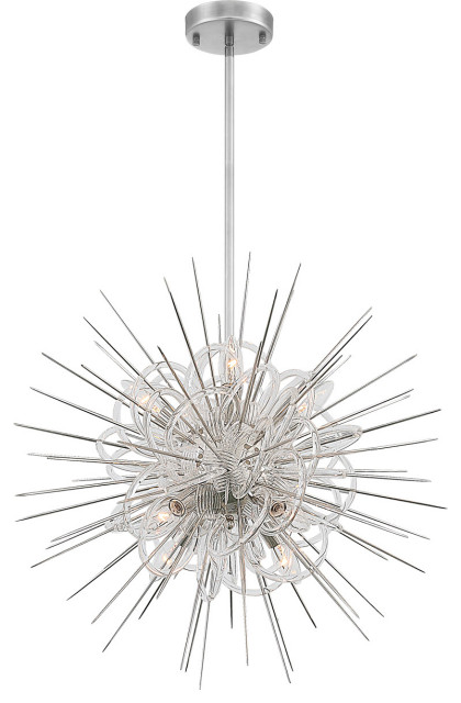 Flare 8 Light Chandelier, Polished Nickel with Acrylic