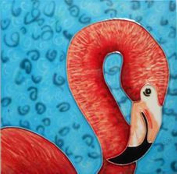 Pink Flamingo Coastal Bird 6X6 Inch Ceramic Tile