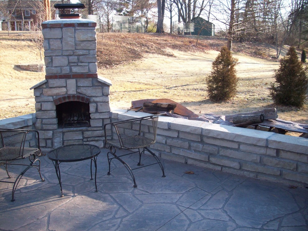 Warson Woods, Missouri Limestone/Brick Masonry Wood Burning Fireplace