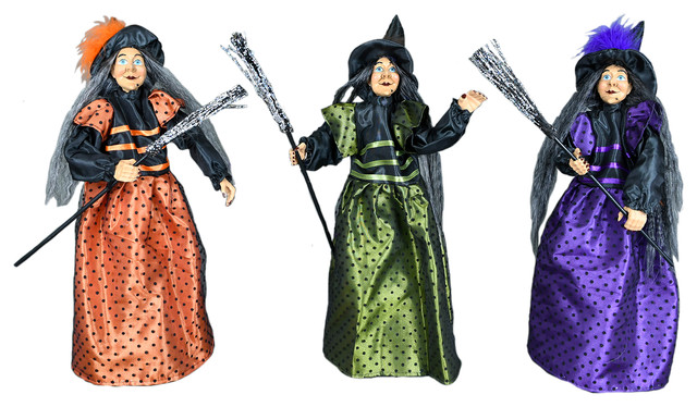 3-Piece Mesh Polka Dot Stand Up Witch Set
