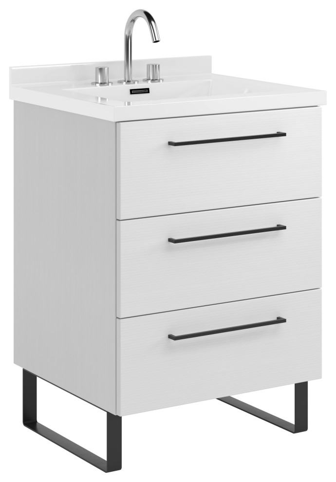 Denver Bathroom Vanity With Sink, 25" Transitional Bathroom
