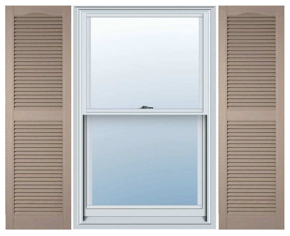 Lifetime Vinyl Standard Cathedral 2Equal Louver Shutters, Wicker