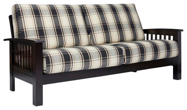 Maison Hill Mission Style Sofa With Exposed Wood Frame Brown Maison Hill Mission Style Sofa With Exposed Wood Frame Brown Black Plaid
