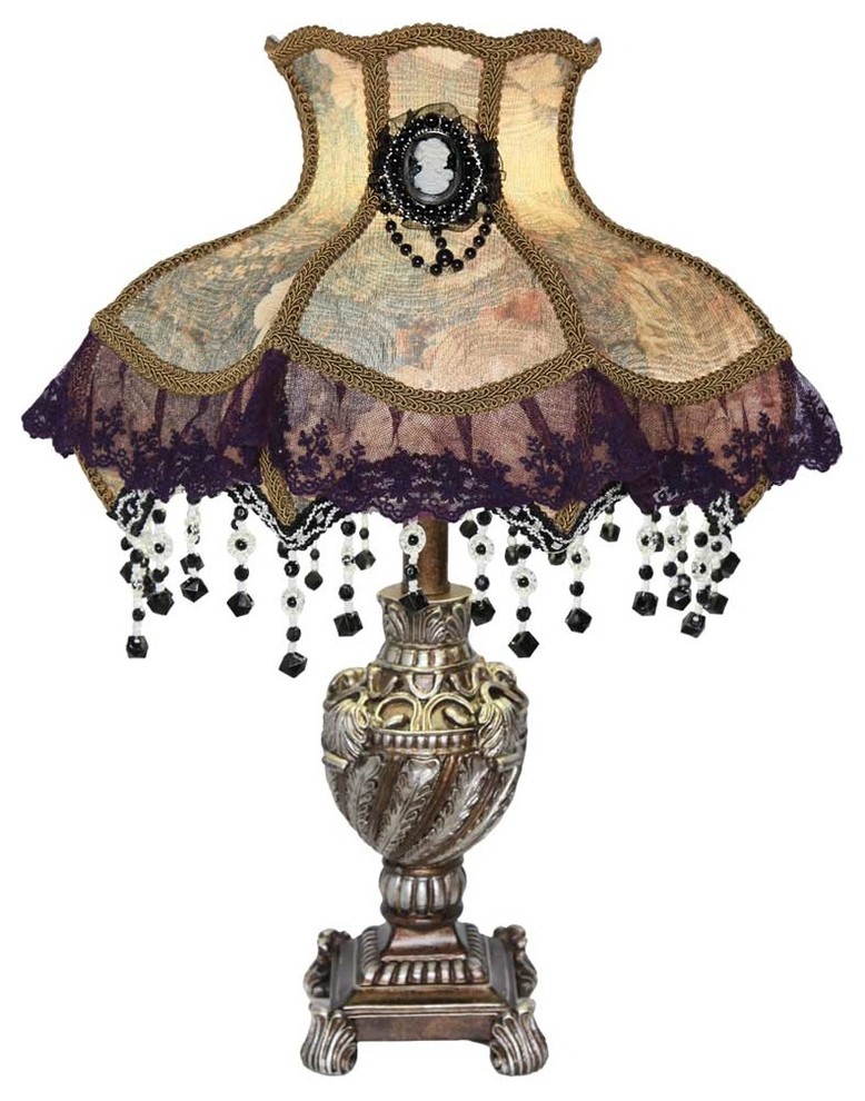 22" Laced Jewel Victorian Style Table Lamp, Purple - Victorian - Table ...