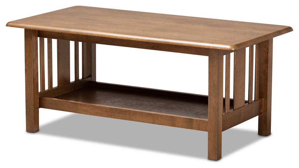 Downes Mission Style Walnut Brown Rectangular Wood Coffee Table