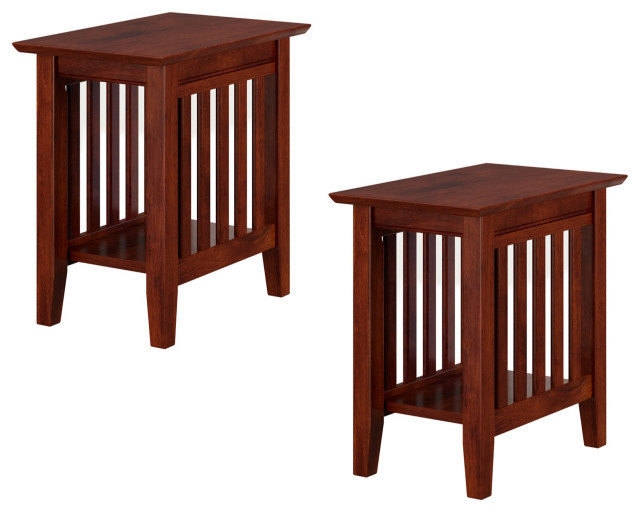 Afi Mission Solid Hardwood Side Table Set of 2 Walnut Craftsman