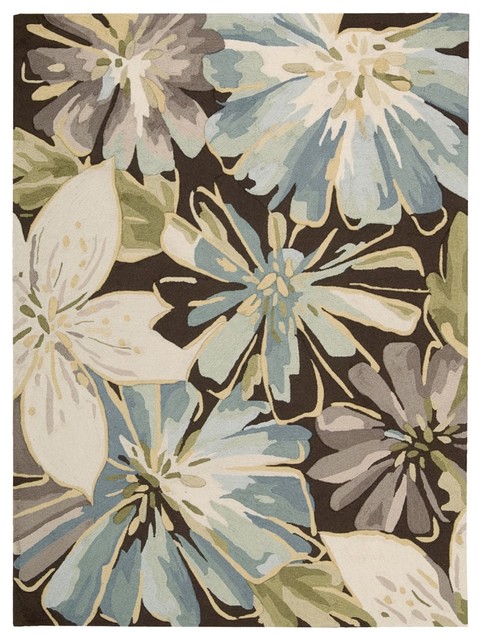 Country & Floral Fantasy Area Rug, Rectangle, Chocolate, 2'6"x4'