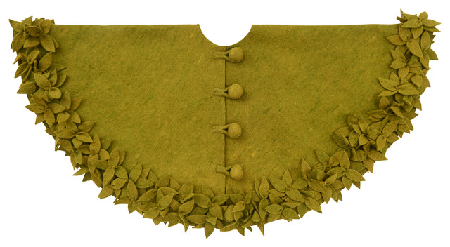 Overling Flowers Tree Skirt In Hand Felted Wool Chartreuse Overling Flowers Tree Skirt In Hand Felted Wool Chartreuse Transitional Christmas Skirts By Arcadia Home