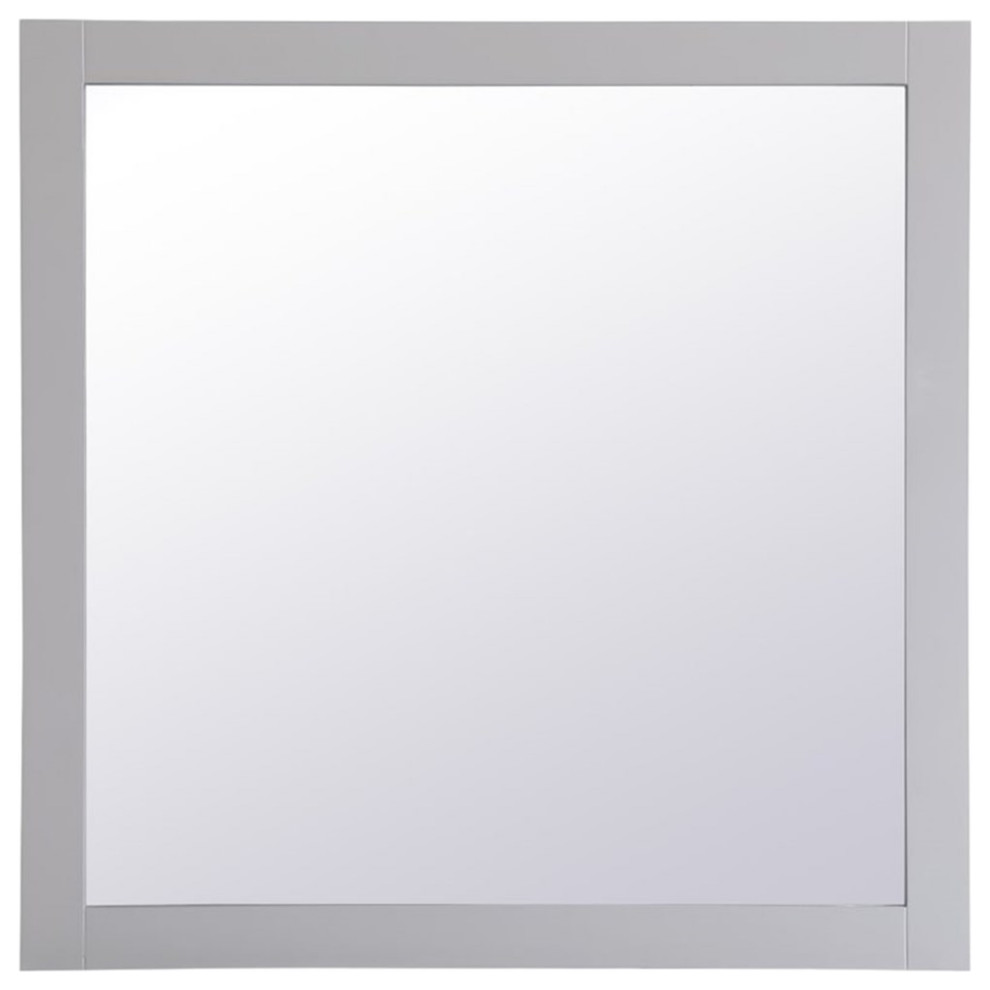 Elegant Decor Aqua 36" Square Wood Frame Bathroom Mirror in Gray