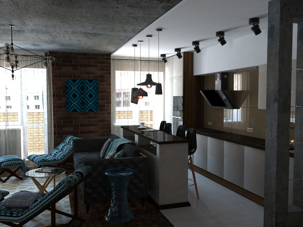 Мужской интерьер квартиры-студии. Лофт