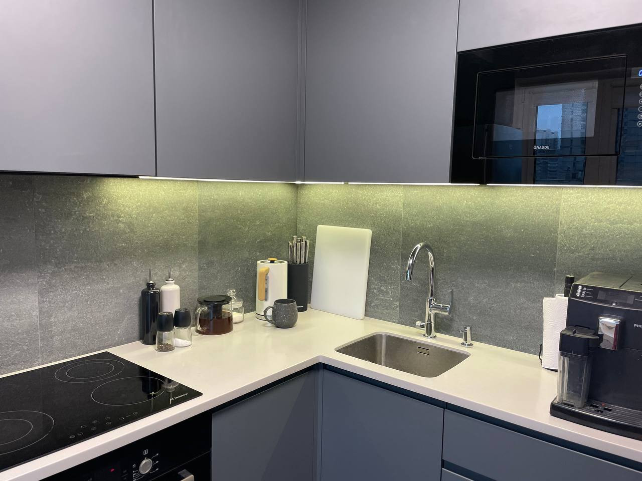 Реализация кухни по дизайн-проекту в однокомнатной квартире, 2022