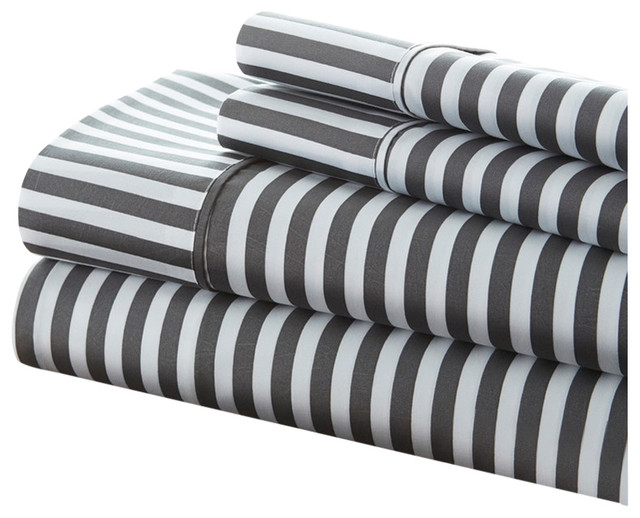 Home Collection Premium 4 Piece Ribbon Printed Bed Sheet Set, King