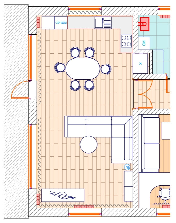 Экодолье Кухня-гостинная