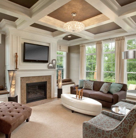 Photo of a contemporary living room in Columbus.
