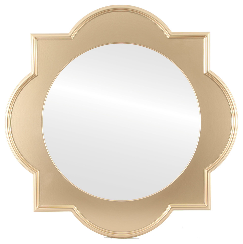Spandrel Framed Mirror, Gold Spray Mediterranean Wall Mirrors by