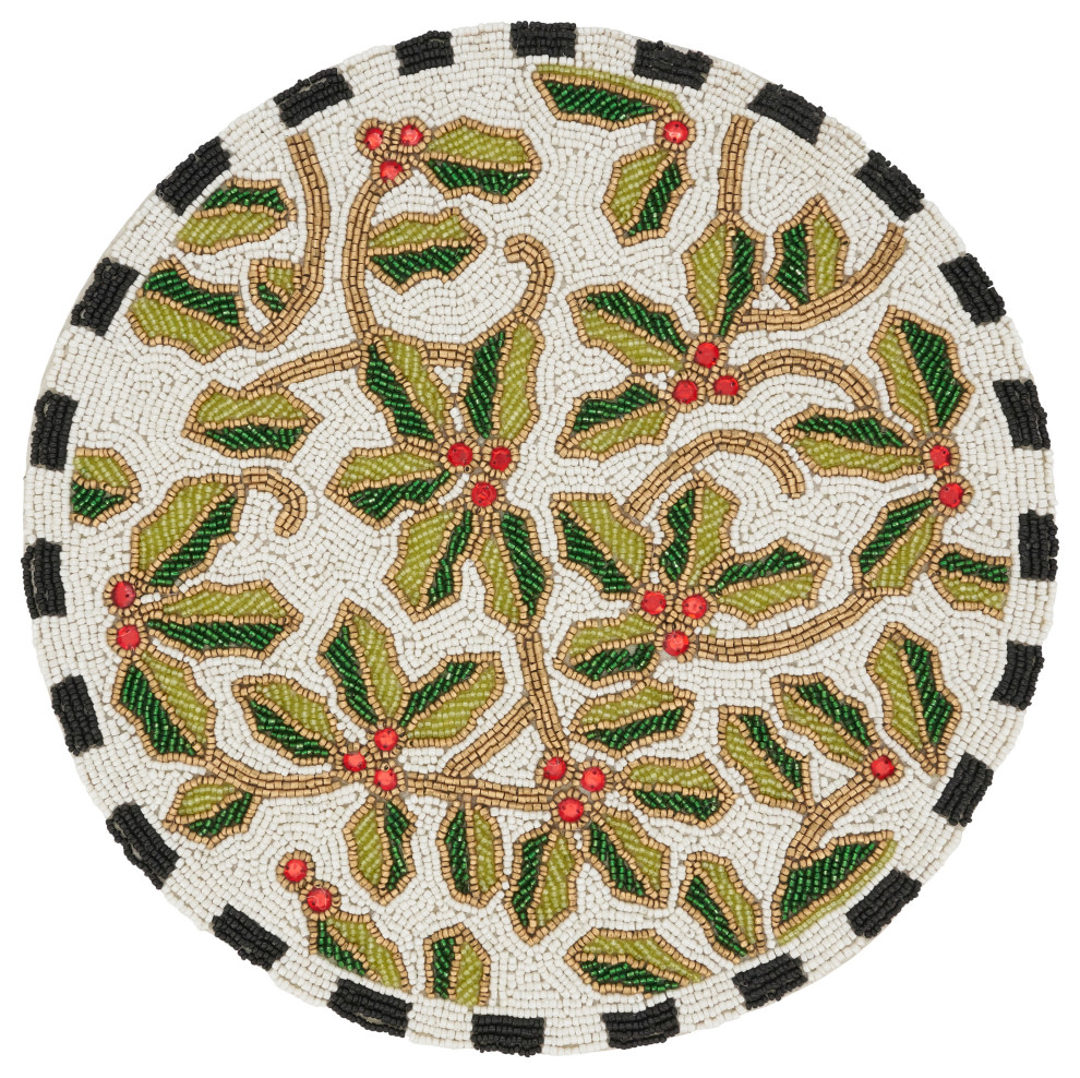 Holiday Red and Green Bows with Holly Sprigs Posh Die-Cut Placemat