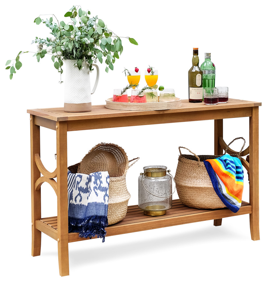 Abbington Teak Wood Outdoor Console Table Transitional Console