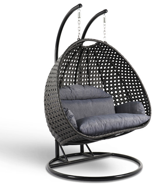 Leisuremod Patio Hanging Hammock Wicker Egg Swing Lounge Chair