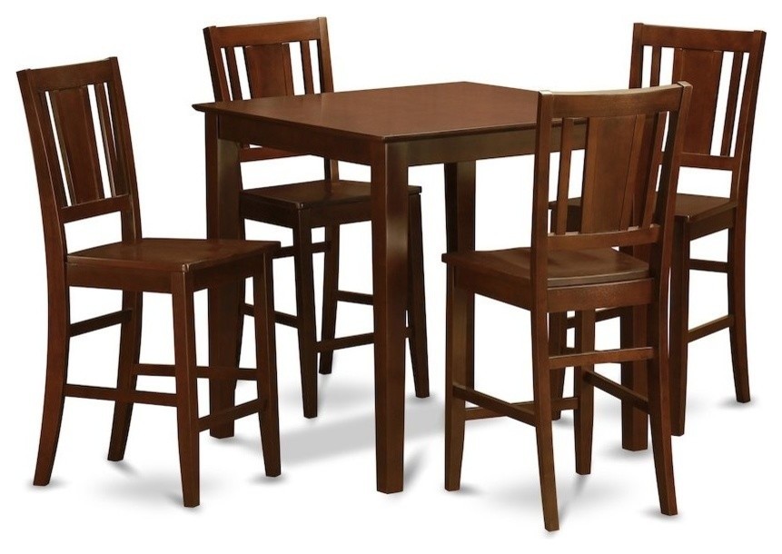 5Piece Counter Height Dining Set, Counter Height Table And 4 Kitchen Chairs Contemporary