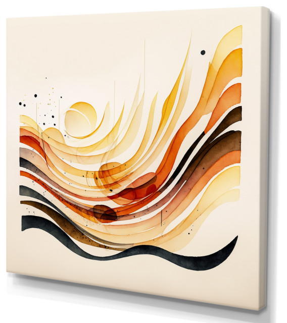 Burnt Orange Waves Abstract IV Canvas, 16x16 Contemporary Prints