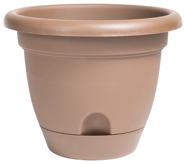 Lucca Self Watering Planter 14", Chocolate