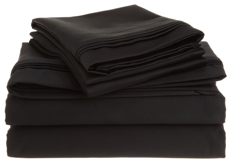 1500 Thread Count Full Sheet Set Egyptian Cotton Solid - Black