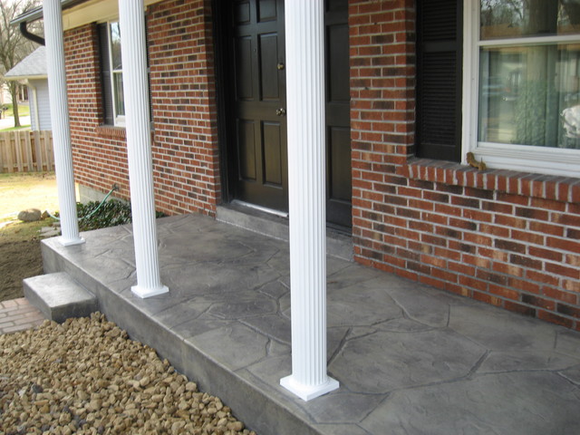 Stamped Concrete Porch and Posts - Verandah - St Louis - by