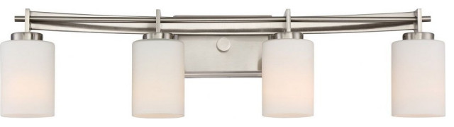 4 Light Transitional Extra Large Bathroom Light Fixture-Brushed Nickel Finish - Transitional ...