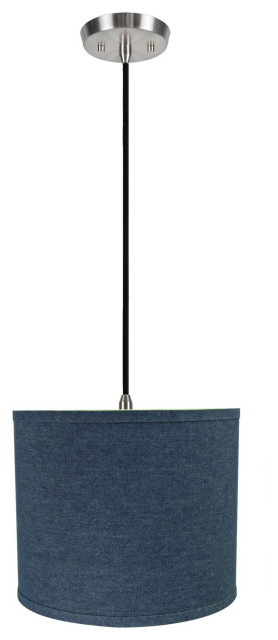 Aspen Creative 71087-11, 1-Light Fabric Lamp Shade Hanging Pendant, Washing Blue