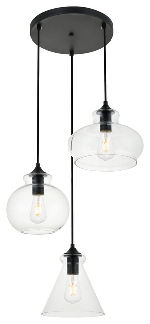 18 5 Retro Modern 1 Light Pendant With Clear Gl Black 18 5 Retro Modern 1 Light Pendant With Clear Gl Black