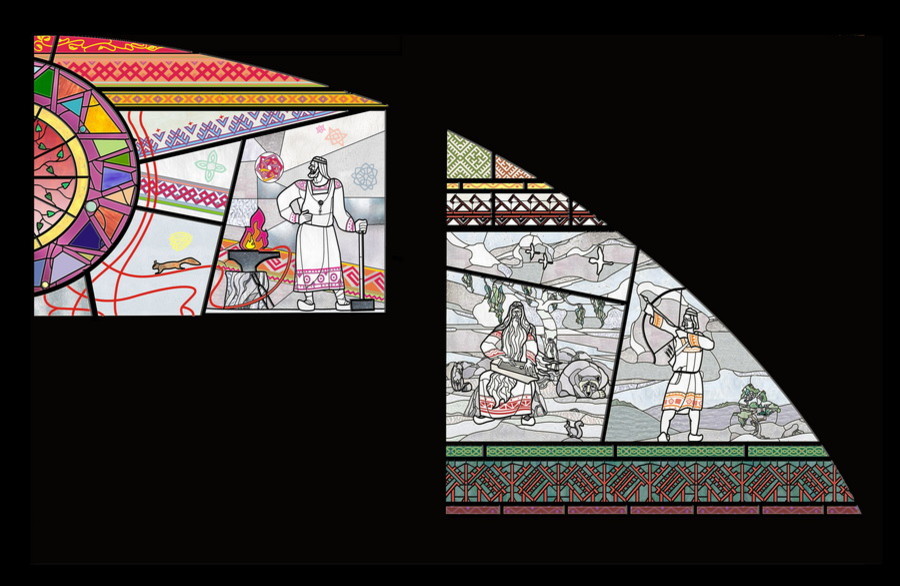 Музей "Калевала".  Настенный витраж.  Правая часть.