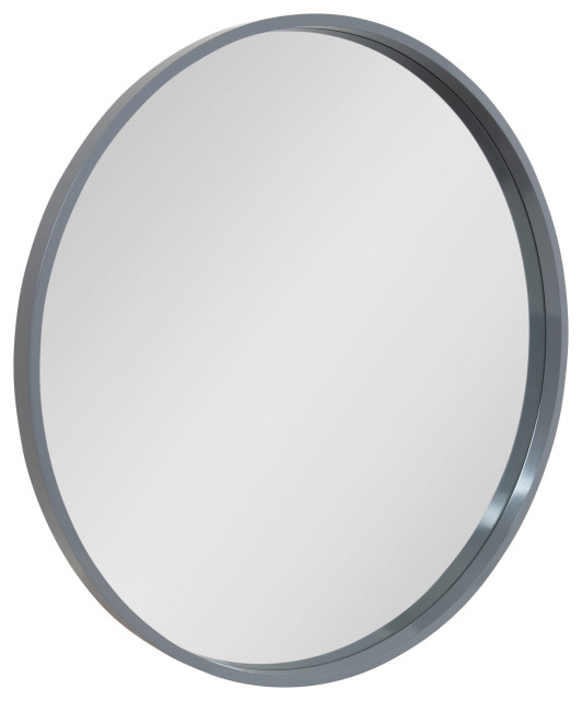 Travis Round Wood Accent Wall Mirror, 31.5" Diameter Farmhouse