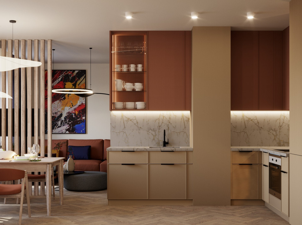 Проект кухни-гостиной для большой семьи