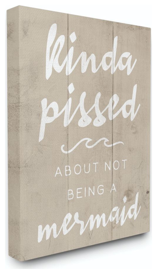 Mermaid Funny Word Girls Wood Te"xtured Design, 16"x20", 24x30