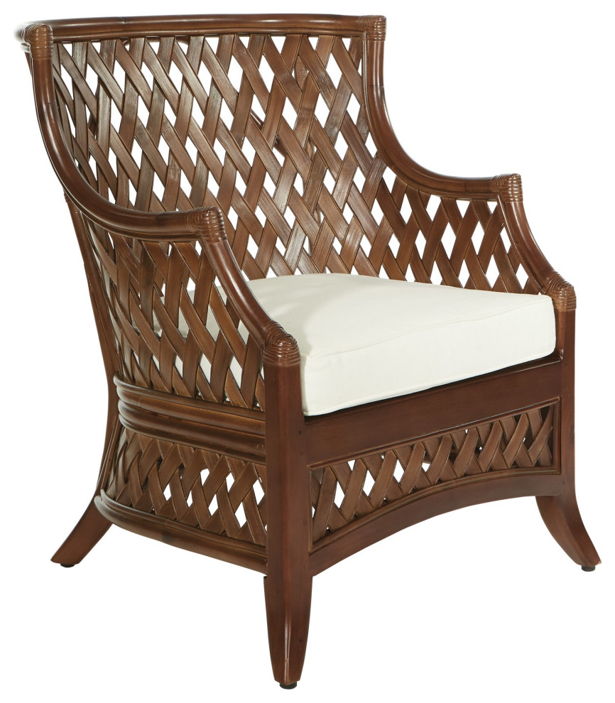 Unique Accent Chair, Hardwood Construction With Crossed Details