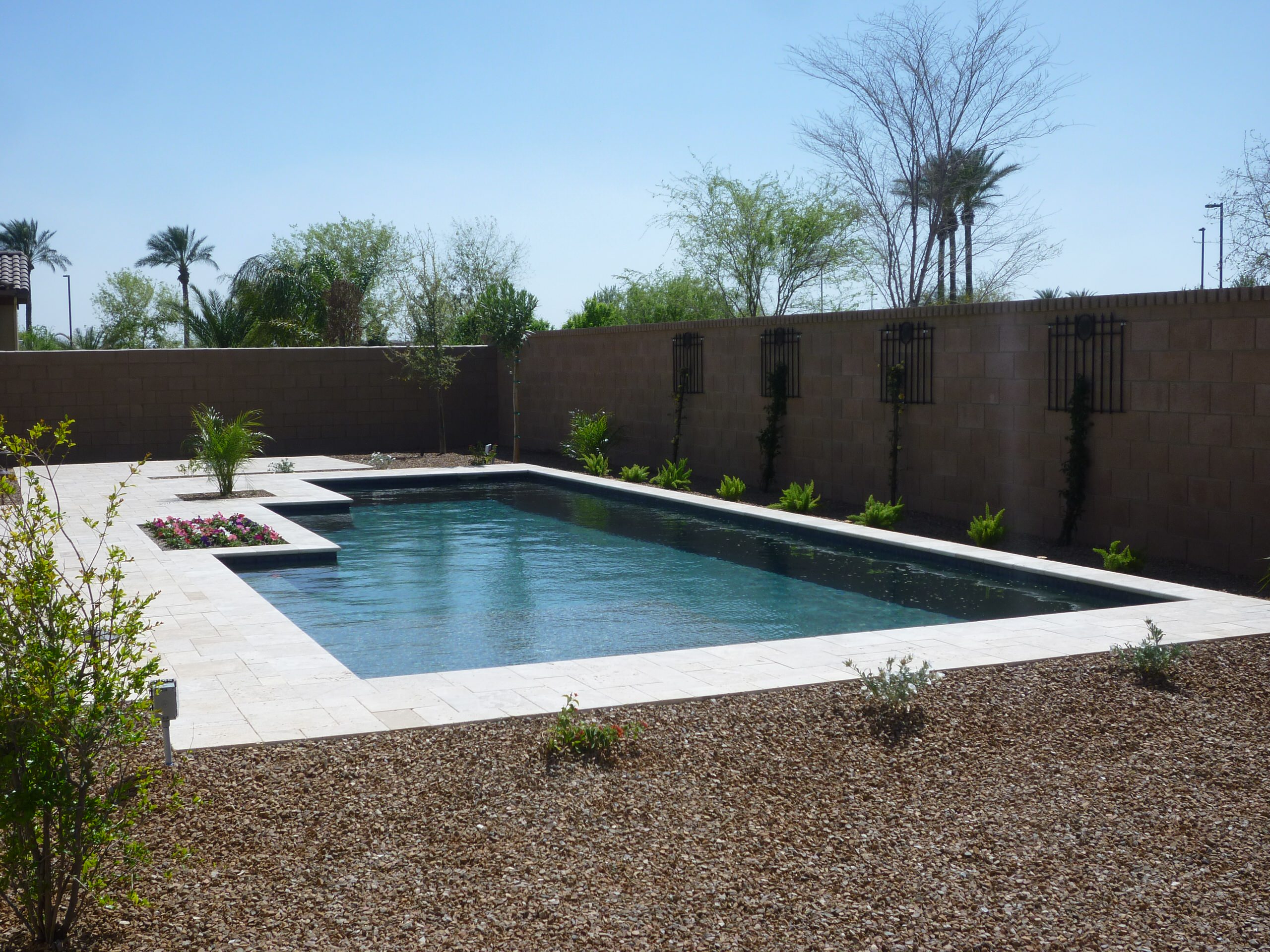 Pool with Travertine Deck & Landscape